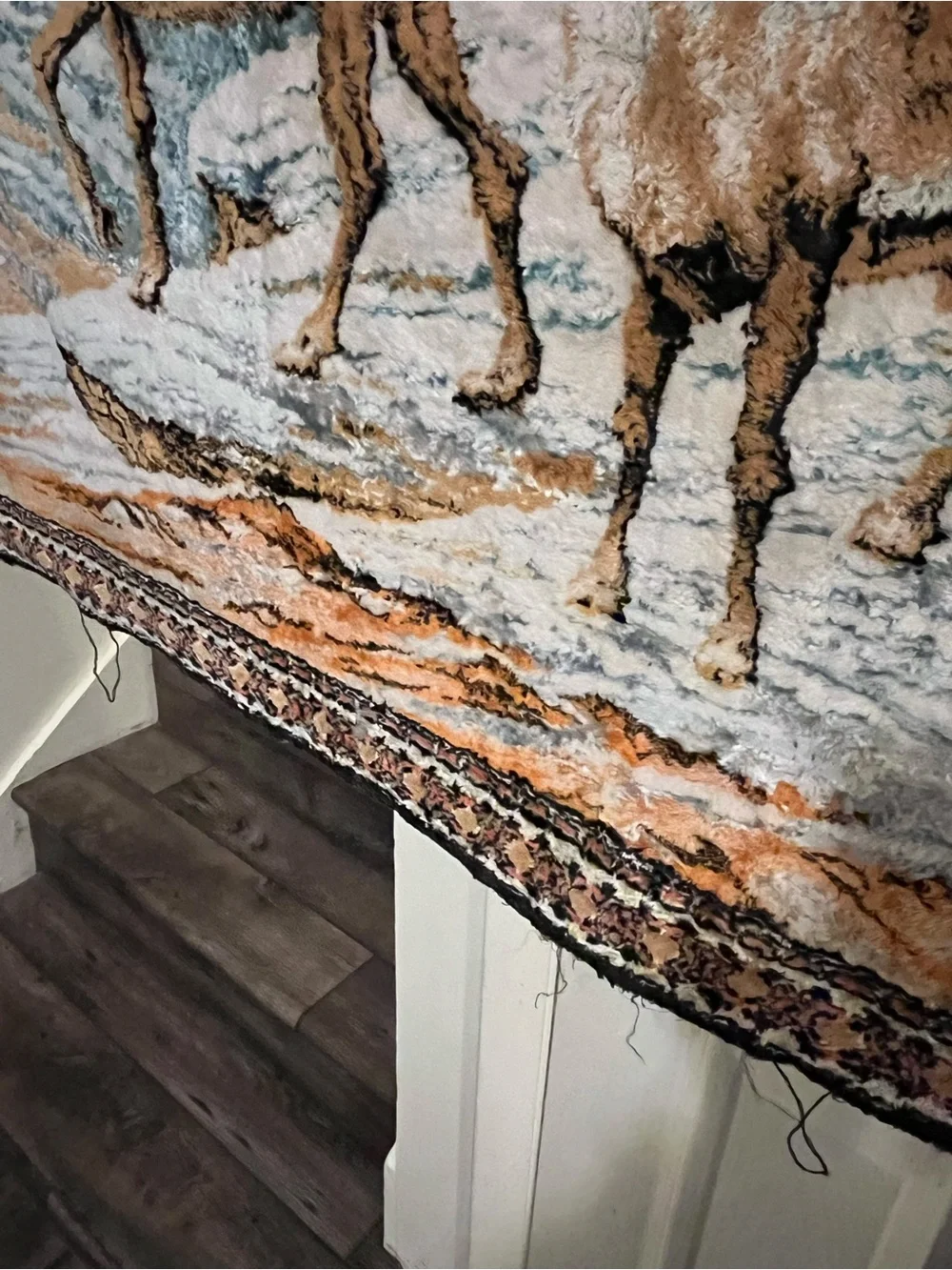 Vintage Velvet Tapestry Wall Hanging Carpet reindeer Deer Wildlife sunset